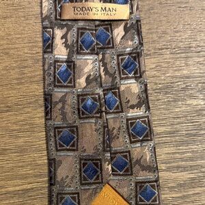 Brown and Blue Patterned Tie